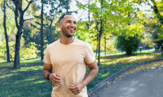 A man running outdoors.